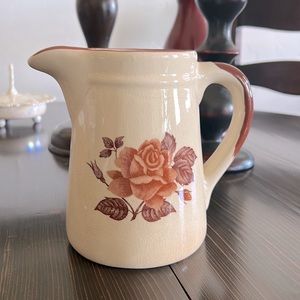 Vintage Pitcher Rose Stoneware  Pitcher.
